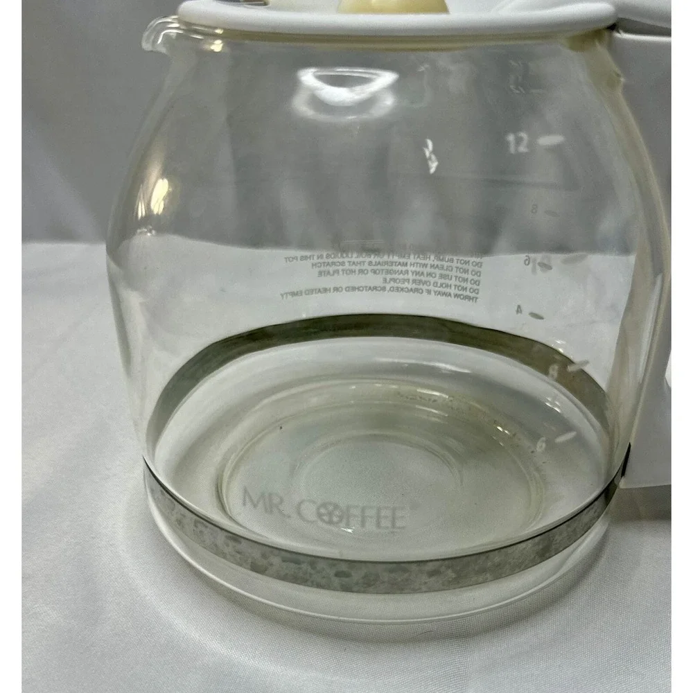 Mr. Coffee Glass Replacement Carafe 12 Cup‎ White Handle Clear Pot